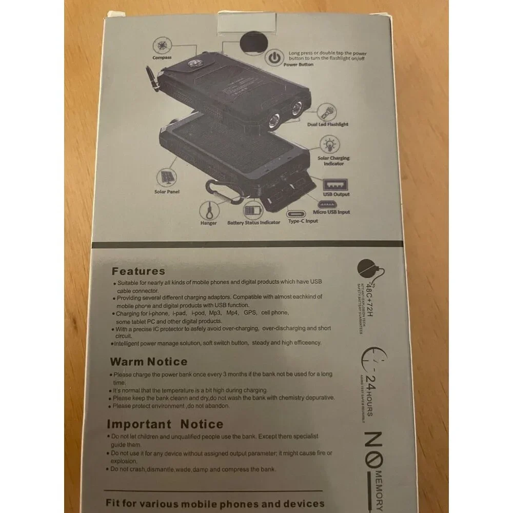 New Safe Speed Outdoor Protection Solar Power Bank with Ultra Bright Flashlight